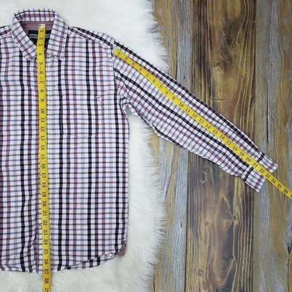 Rockstar Jeans Plaid Checks Shirt Snap Button Contrast Roll tab Rare Unique XS S - Picture 10 of 10